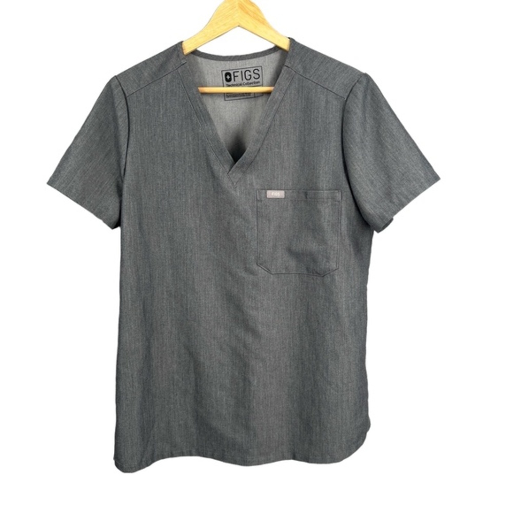 FIGS Technical Collection Scrub Top Gray Size Small V-Neck Medical Uniform